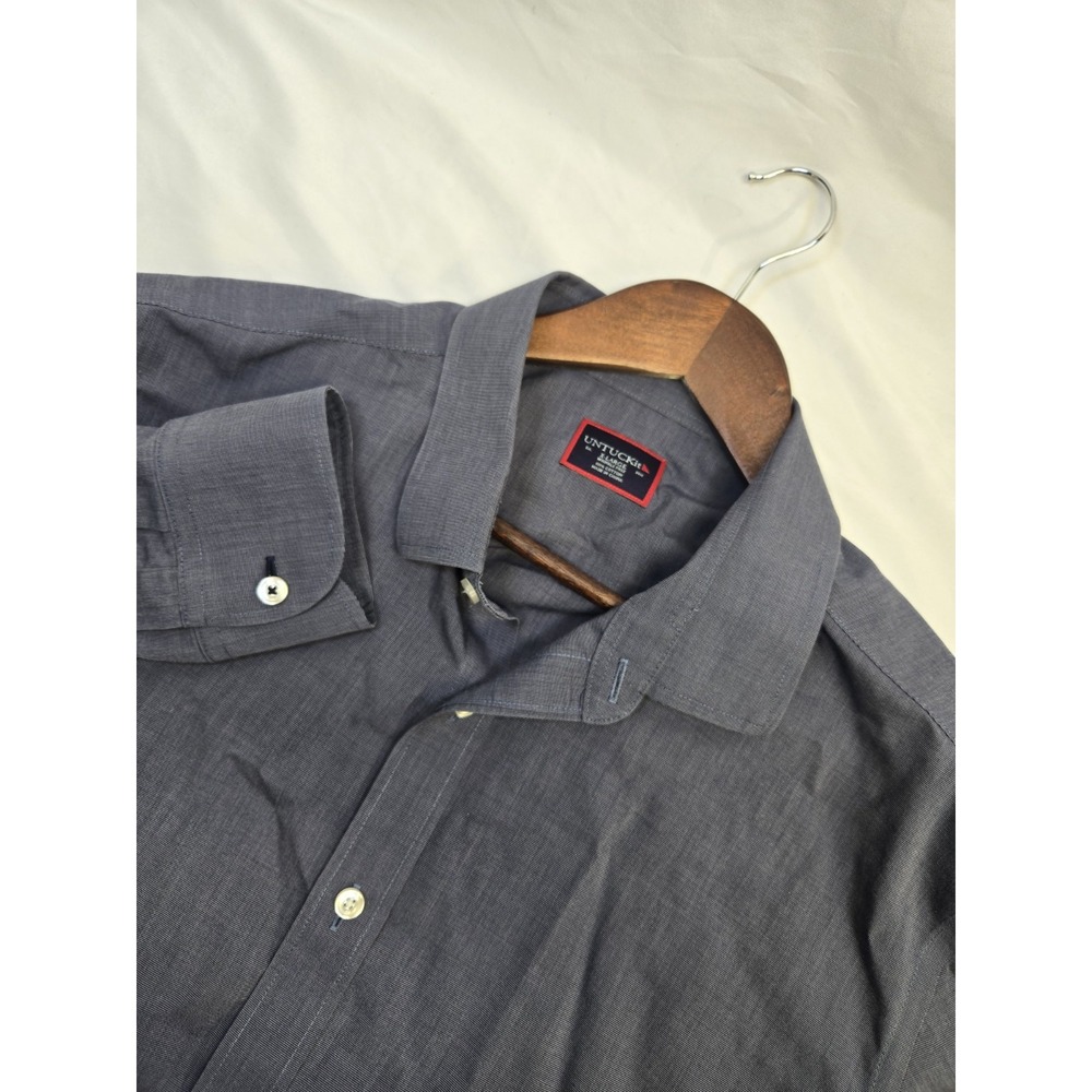 UNTUCKit Orville‎ Shirt Mens XL Blue Wrinkle Free Long Sleeve Button Up Cotton